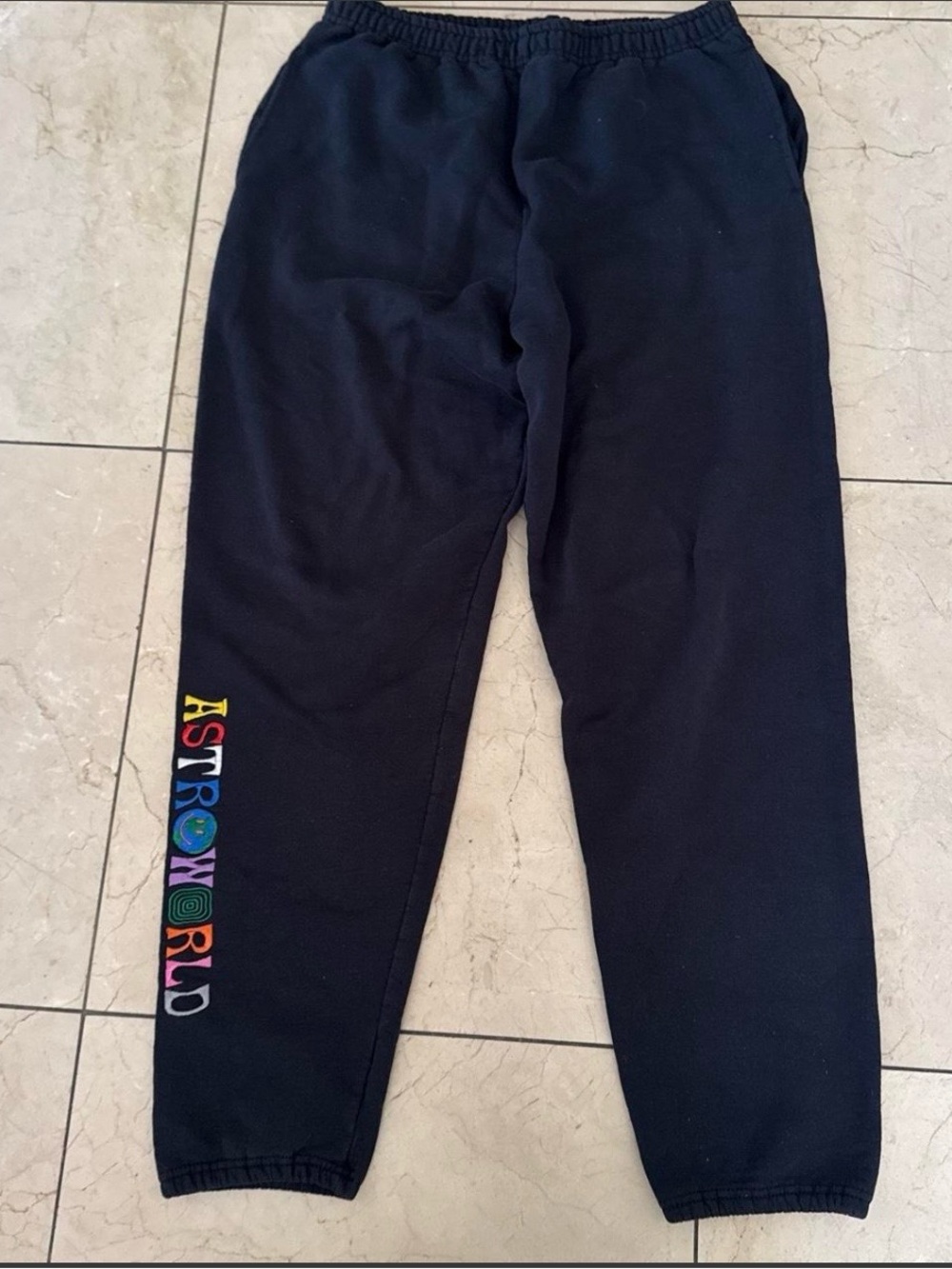 Black Graphic Sweatpants with Multicolor Side Lettering